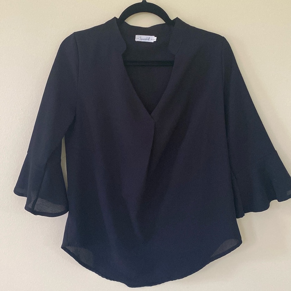 Spadehill V Neck Bell Sleeve Blouse